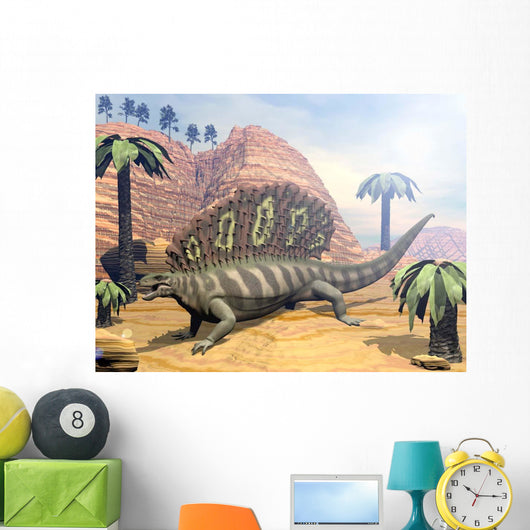 Edaphosaurus Dinosaur Walking Desert Wall Decal