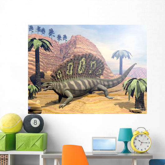 Edaphosaurus Dinosaur Walking Desert Wall Decal