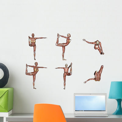 Six Different Views Dancer Wall Decal shown on a wall