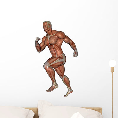 Muscular Man Running Wall Decal Design 1 shown on a wall