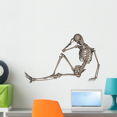 Front Human Skeleton Posing Wall Decal shown on a wall