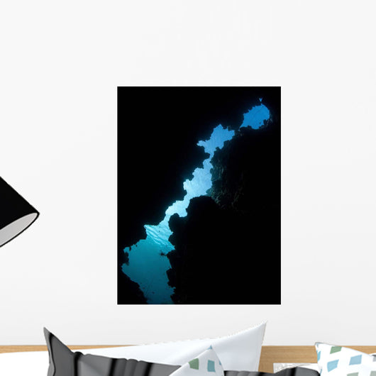 Sunlight Illuminates Submerged Grotto Wall Decal