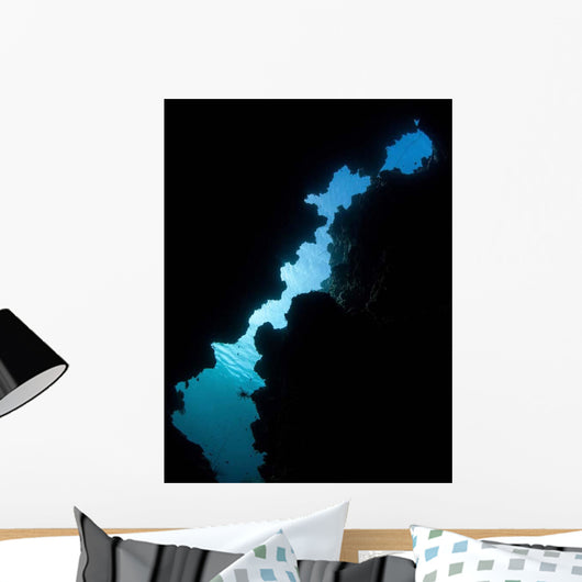 Sunlight Illuminates Submerged Grotto Wall Decal