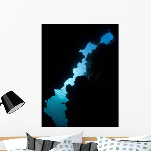 Sunlight Illuminates Submerged Grotto Wall Decal
