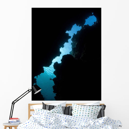 Sunlight Illuminates Submerged Grotto Wall Decal