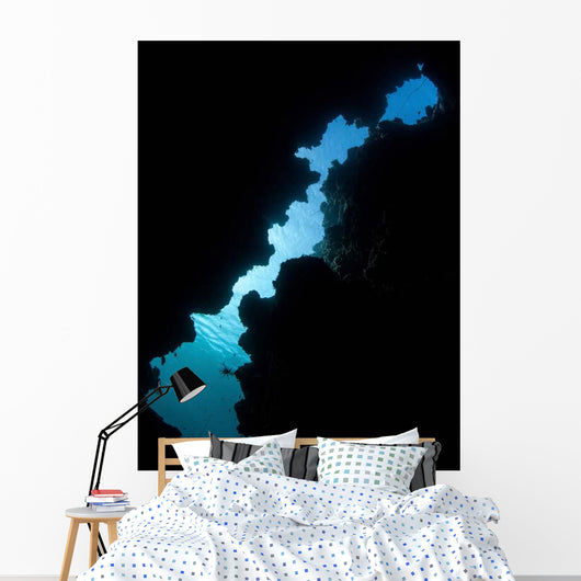 Sunlight Illuminates Submerged Grotto Wall Decal