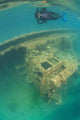 Snorkeler Swims above Shipwreck Wall Decal Design 1