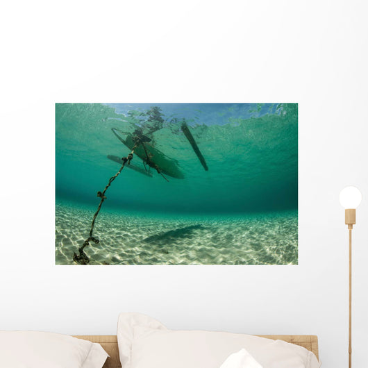 Wooden Outrigger Anchored near Wall Decal