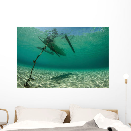 Wooden Outrigger Anchored near Wall Decal