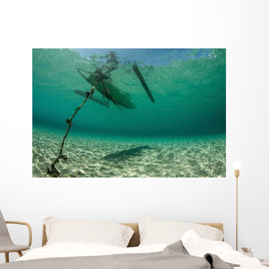 Wooden Outrigger Anchored near Wall Decal