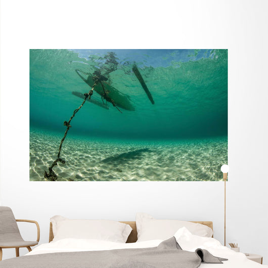 Wooden Outrigger Anchored near Wall Decal