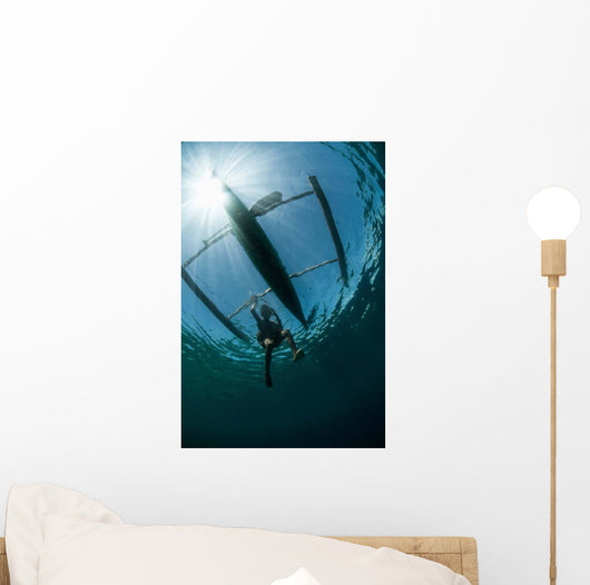 Fisherman Uses Wooden Outrigger Wall Decal Design 2