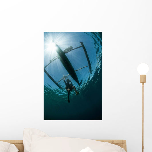 Fisherman Uses Wooden Outrigger Wall Decal Design 2
