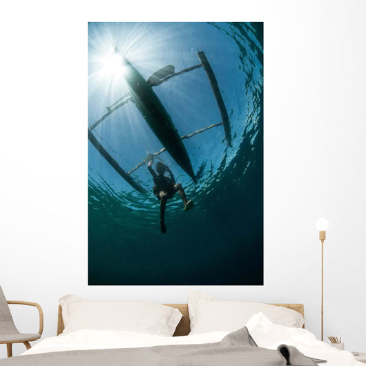 Fisherman Uses Wooden Outrigger Wall Decal Design 2