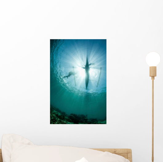 Fisherman Uses Wooden Outrigger Wall Decal Design 1