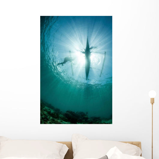 Fisherman Uses Wooden Outrigger Wall Decal Design 1