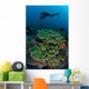 Diver Swims above Healthy Wall Decal Design 2