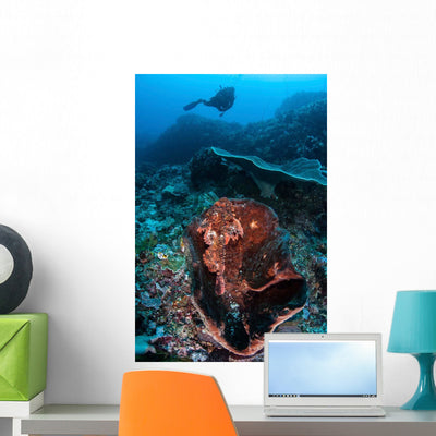 Scorpionfish Lays Large Sponge Wall Decal shown on a wall