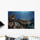 Colorful Blue-green Damselfish Swimming Wall Decal
