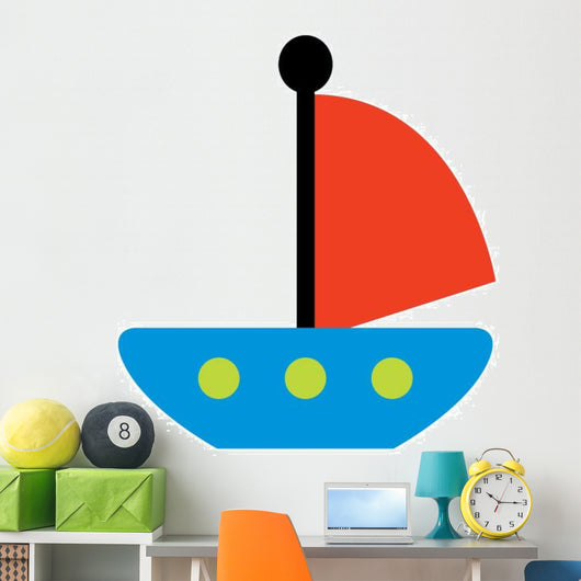 Blue Sail Boat Wall Decal