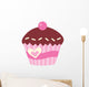 Cute Pink Cup Cake With Cherry Wall Decal