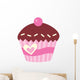 Cute Pink Cup Cake With Cherry Wall Decal