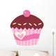 Cute Pink Cup Cake With Cherry Wall Decal