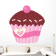 Cute Pink Cup Cake With Cherry Wall Decal