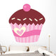 Cute Pink Cup Cake With Cherry Wall Decal