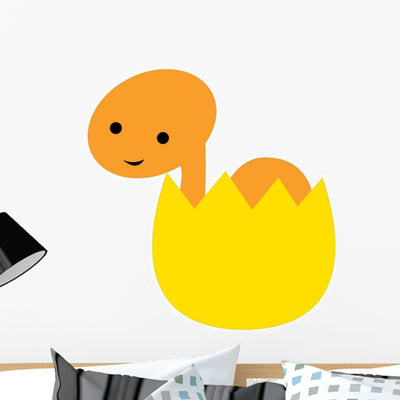 Cute Little Baby Dinosaur Wall Decal shown on a wall