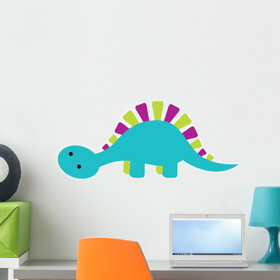 Cute Little Dinosaur Wall Decal shown on a wall
