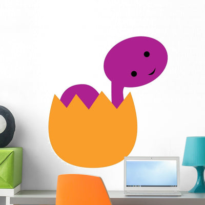 Cute Little Dinosaur Wall Decal shown on a wall