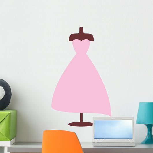Cute Pink Cartoon Dress Wall Decal