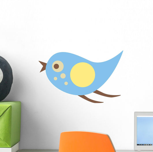 Cute Little Cartoon Bird-Blue and Yellow Wall Decal