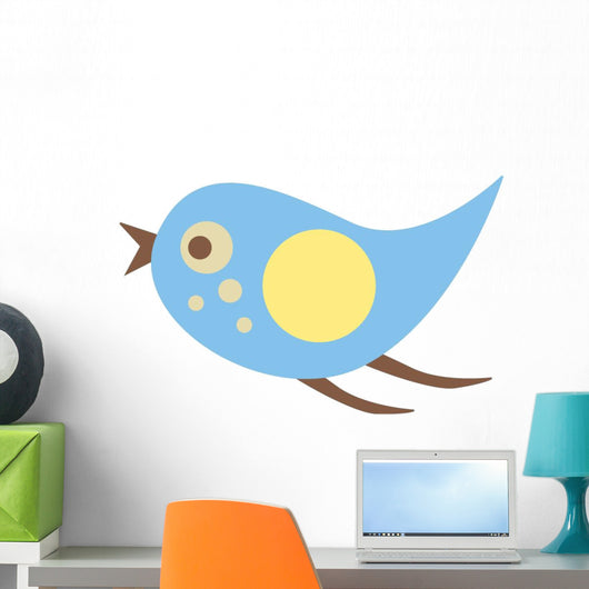Cute Little Cartoon Bird-Blue and Yellow Wall Decal