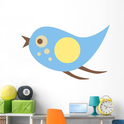 Cute Little Cartoon Bird-Blue and Yellow Wall Decal