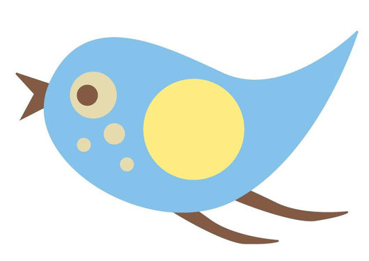 Cute Little Cartoon Bird-Blue and Yellow Wall Decal