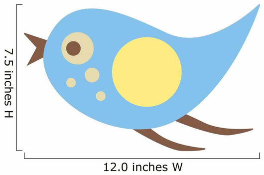 Cute Little Cartoon Bird-Blue and Yellow Wall Decal
