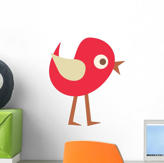 Cute Little Cartoon Bird-red Wall Decal