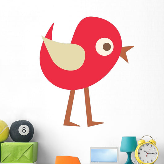 Cute Little Cartoon Bird-red Wall Decal