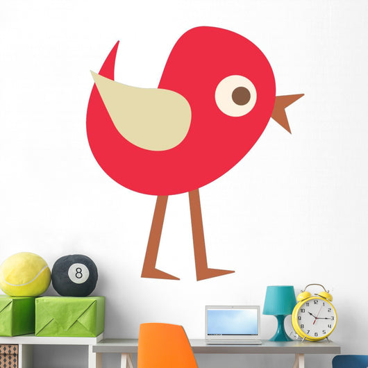 Cute Little Cartoon Bird-red Wall Decal