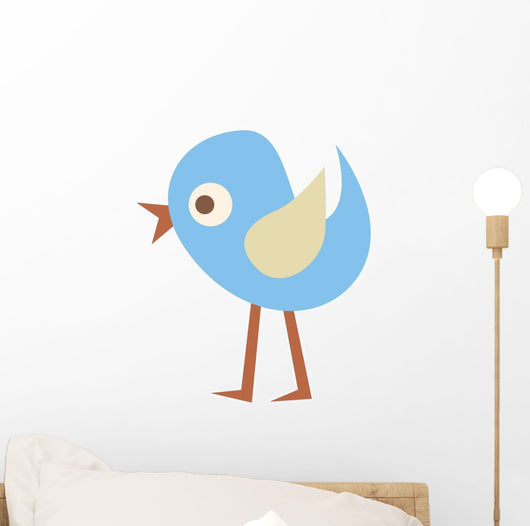 Cute Little Cartoon Bird-Blue and Yellow Chick Wall Decal