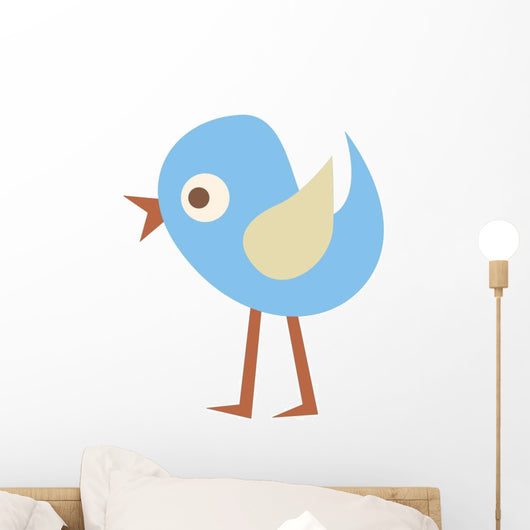 Cute Little Cartoon Bird-Blue and Yellow Chick Wall Decal