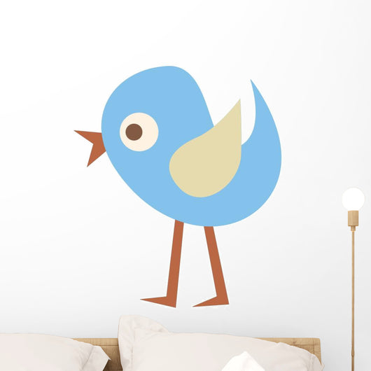 Cute Little Cartoon Bird-Blue and Yellow Chick Wall Decal