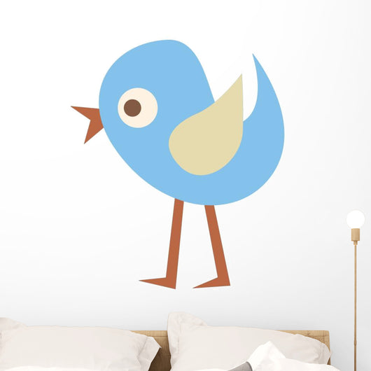 Cute Little Cartoon Bird-Blue and Yellow Chick Wall Decal