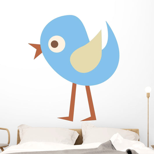 Cute Little Cartoon Bird-Blue and Yellow Chick Wall Decal