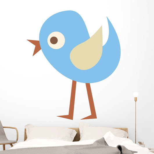 Cute Little Cartoon Bird-Blue and Yellow Chick Wall Decal