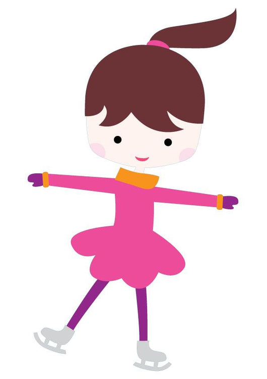 Cute Little Ice Skating Girl Wall Decal
