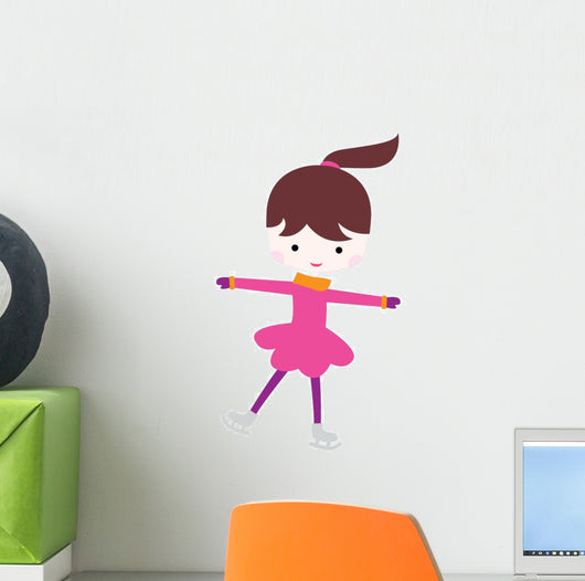 Cute Little Ice Skating Girl Wall Decal