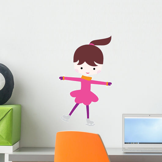 Cute Little Ice Skating Girl Wall Decal